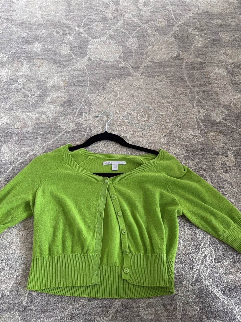 Old Navy Bright Lime Green Cropped Button-Up Cardigan